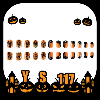 Halloween Short Pumpkin press-on nails