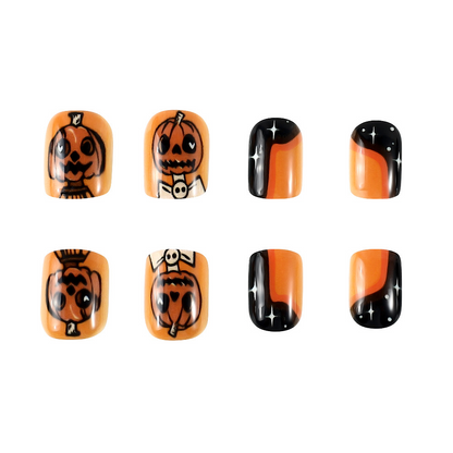 Halloween Short Pumpkin press-on nails