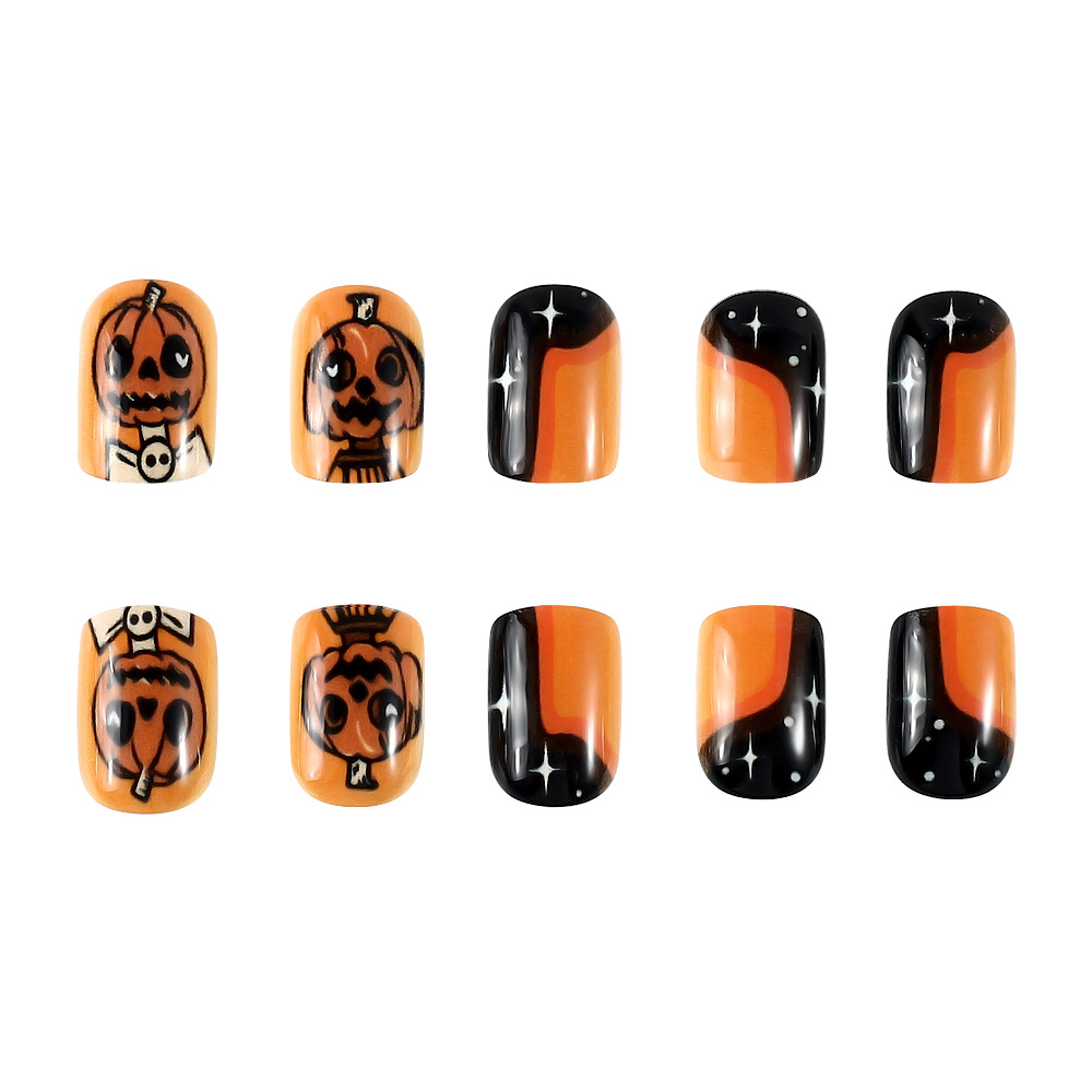 Halloween Short Pumpkin press-on nails