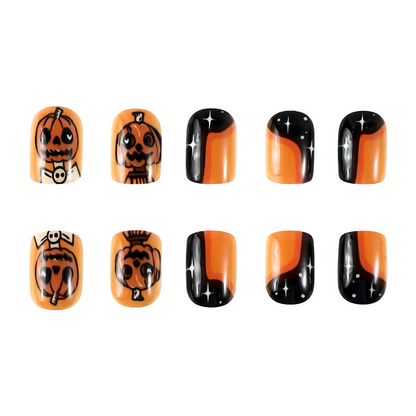 Halloween Short Pumpkin press-on nails