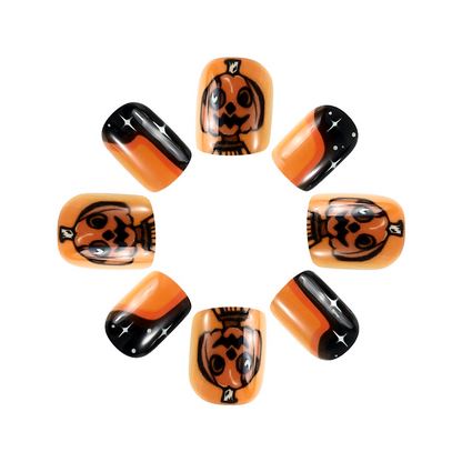 Halloween Short Pumpkin press-on nails