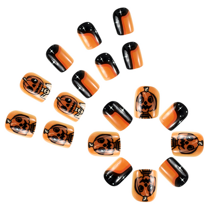 Halloween Short Pumpkin press-on nails