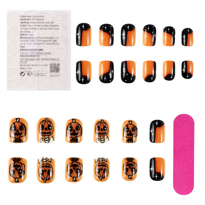 Halloween Short Pumpkin press-on nails