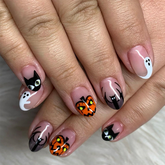 Halloween Pumpkin Bat Party PRESS-ON NAILS