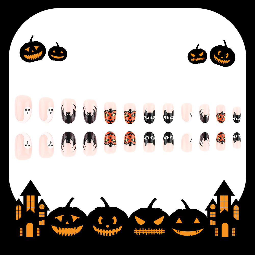 Halloween Pumpkin Bat Party PRESS-ON NAILS