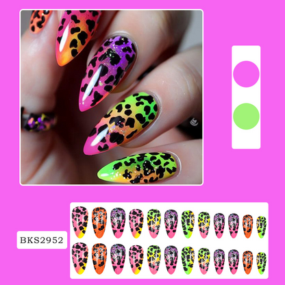 Gradient Leopard Print Presson Nails