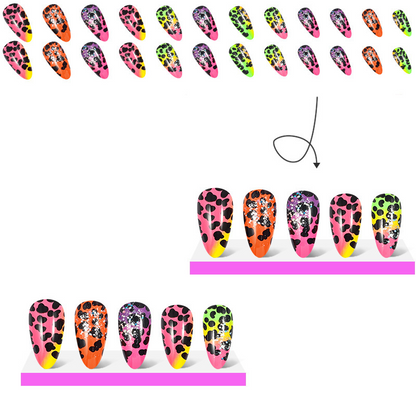 Gradient Leopard Print Presson Nails