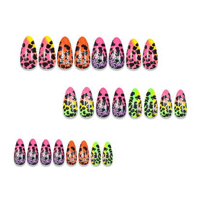 Gradient Leopard Print Presson Nails