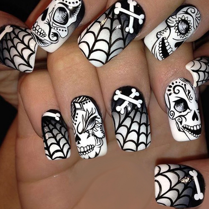 Ongles à coller en forme d'os de démon pour Halloween