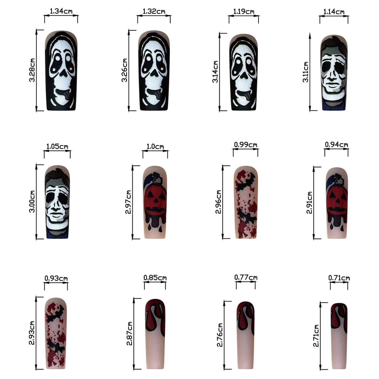 Lange Halloween-Geisterkürbis-Aufklebenägel