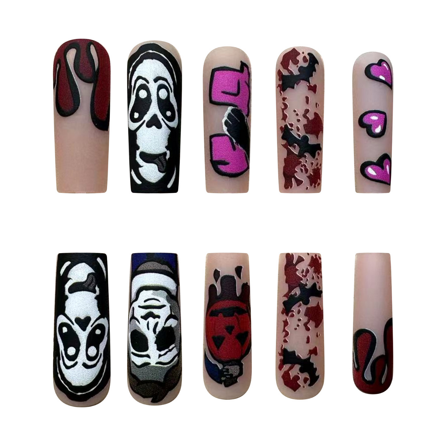 Halloween Long Ghost Pumpkin Press-on Nails