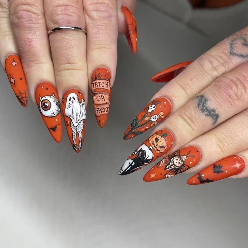 Halloween Pumpkin Ghost Press-on Nails