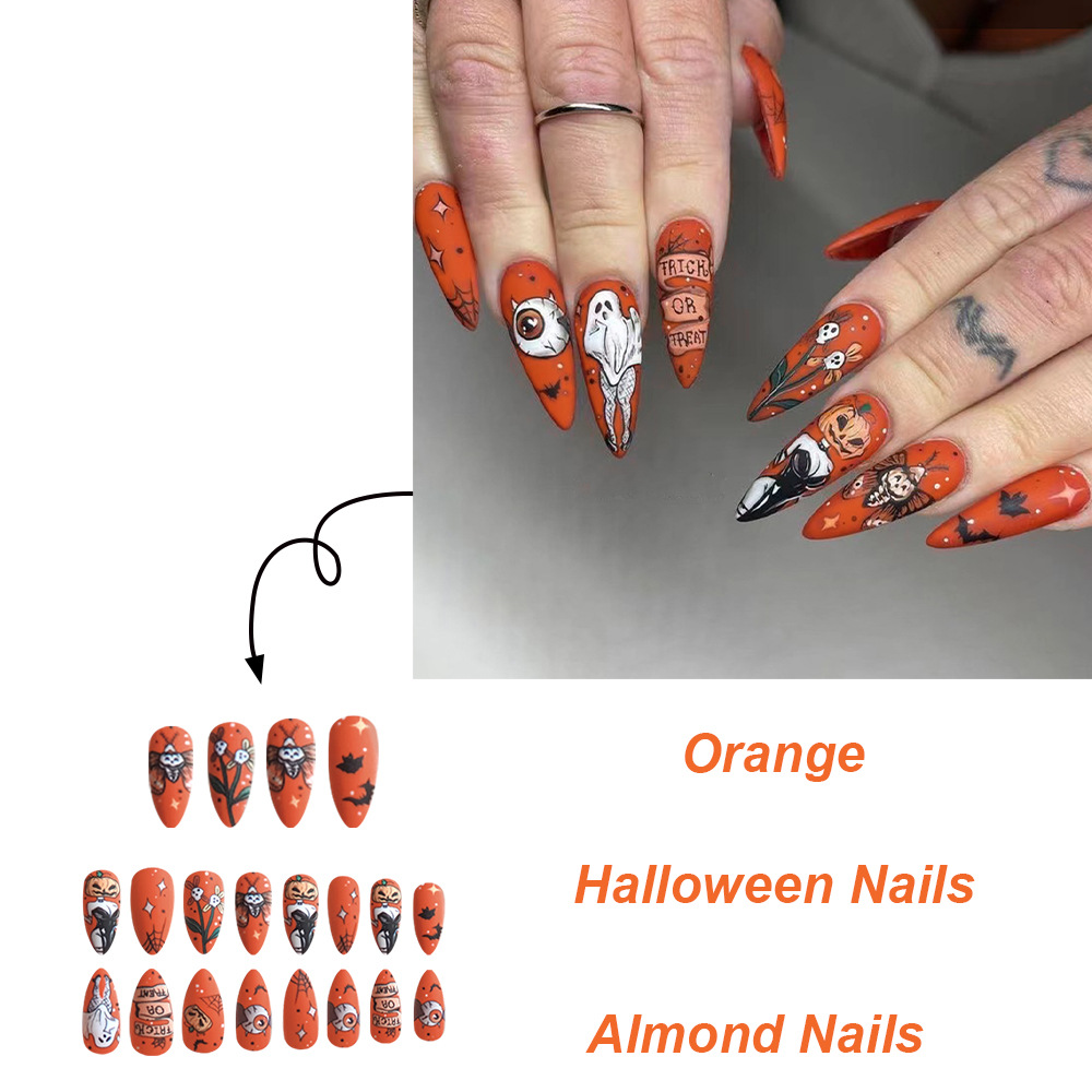 Halloween Pumpkin Ghost Press-on Nails