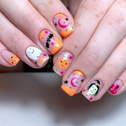 Halloween Clouds Witch Ghost Press-on Nails