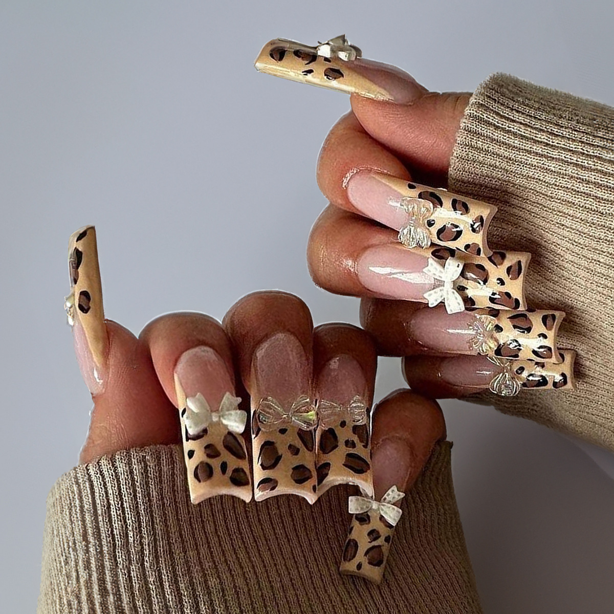 Halloween Leopard Bow Press-on Nails