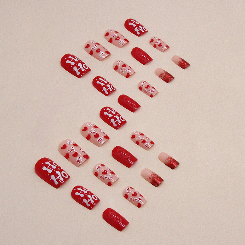 Christmas Red Love Glitter Press-on Nails