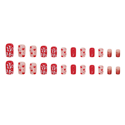 Christmas Red Love Glitter Press-on Nails