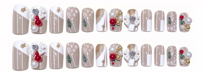 Christmas Bowknot Ball Press-on Nails