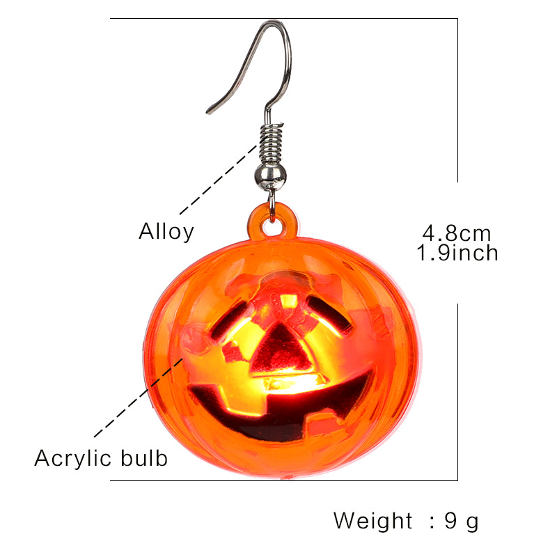 Halloween Pumpkin Lamp Ghost Festival Light-Emitting Earrings