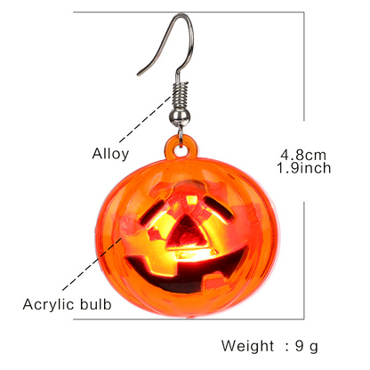 Halloween Pumpkin Lamp Ghost Festival Light-Emitting Earrings