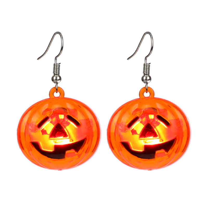 Halloween Pumpkin Lamp Ghost Festival Light-Emitting Earrings