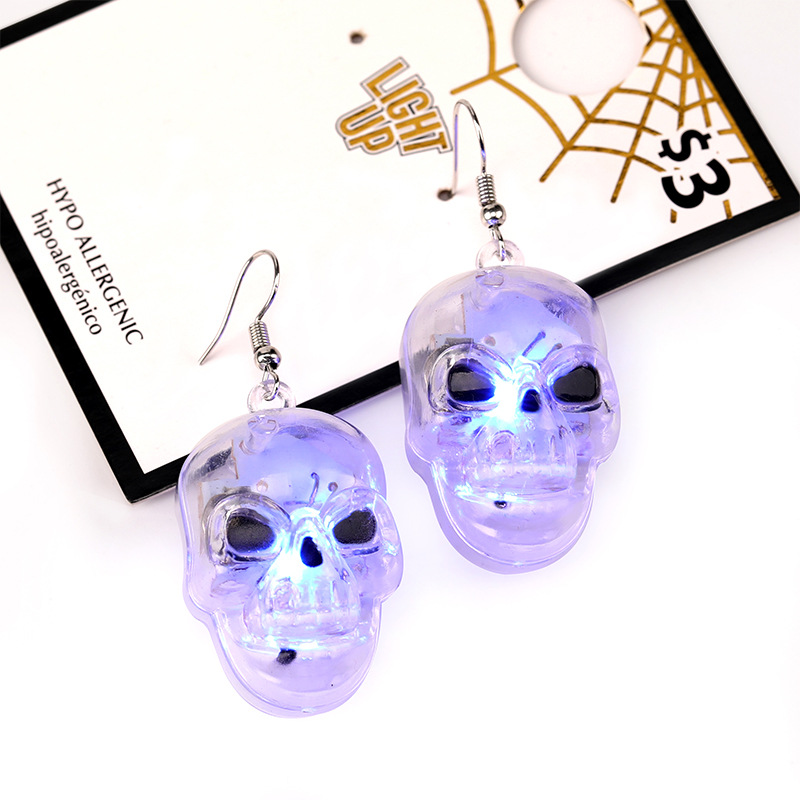 Halloween Pumpkin Lamp Ghost Festival Light-Emitting Earrings