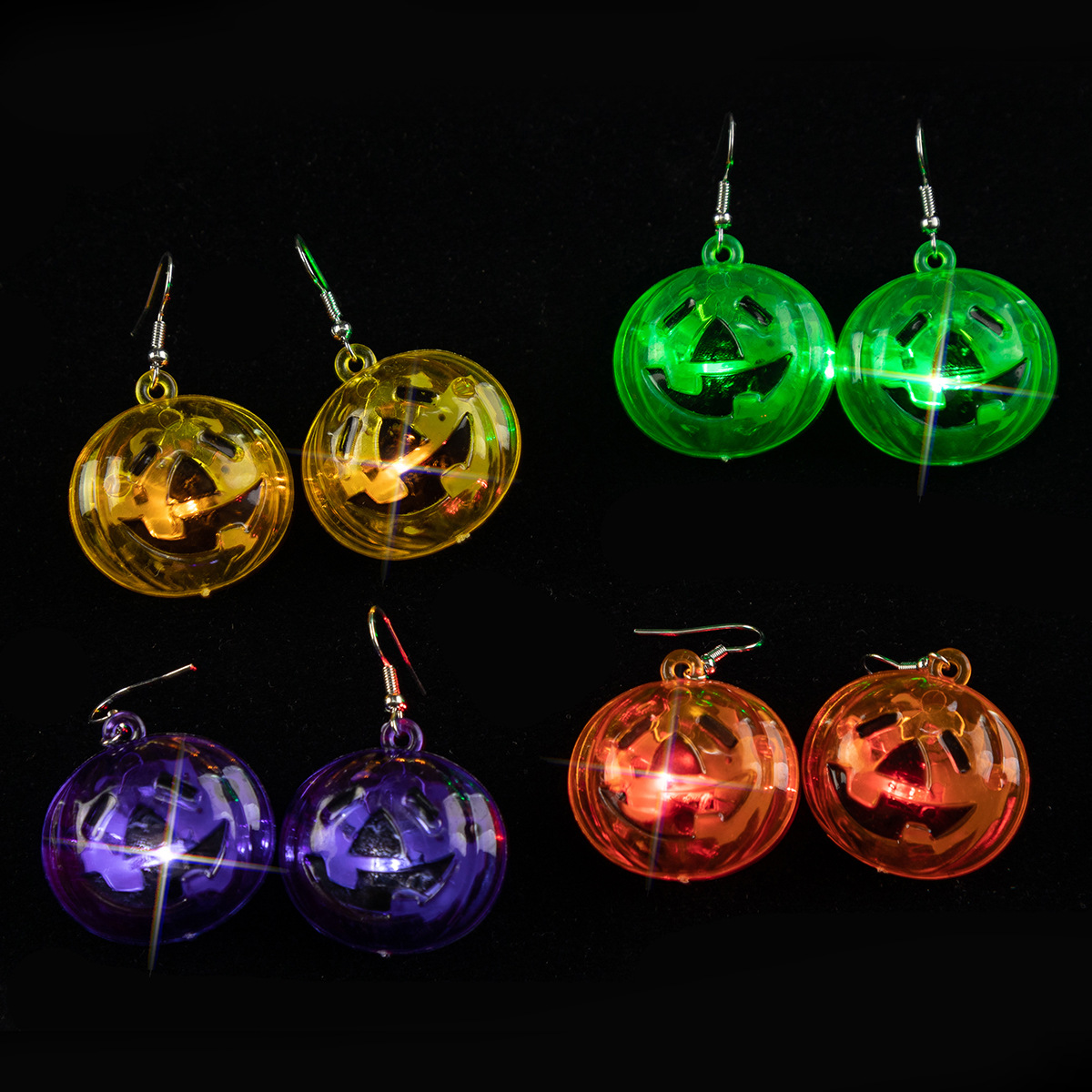 Boucles d'oreilles lumineuses en forme de lampe citrouille d'Halloween et de festival de fantômes