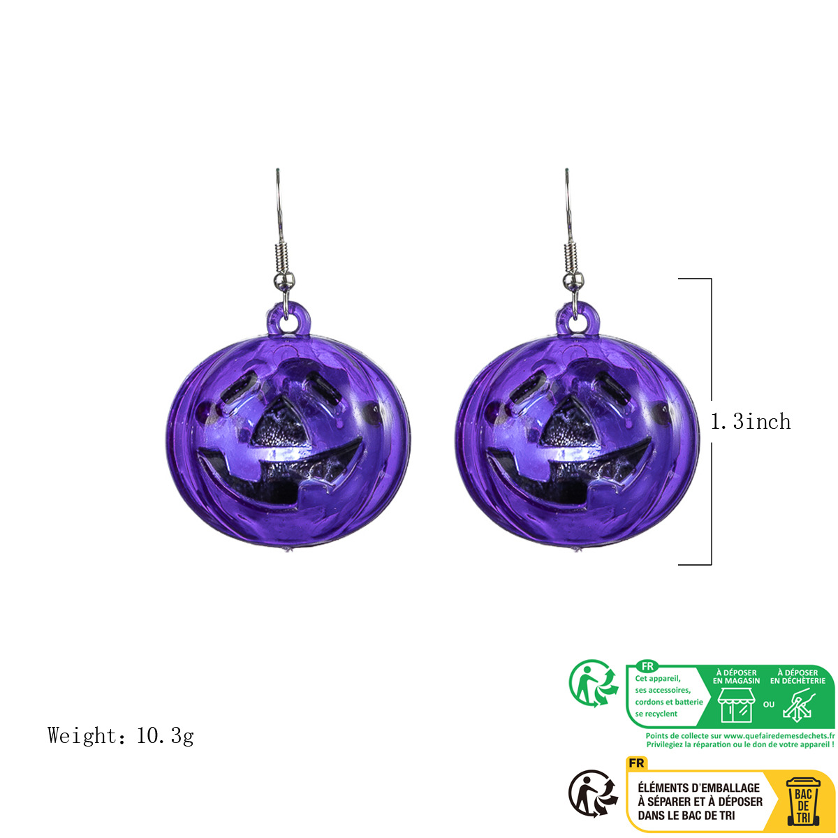 Halloween Pumpkin Lamp Ghost Festival Light-Emitting Earrings