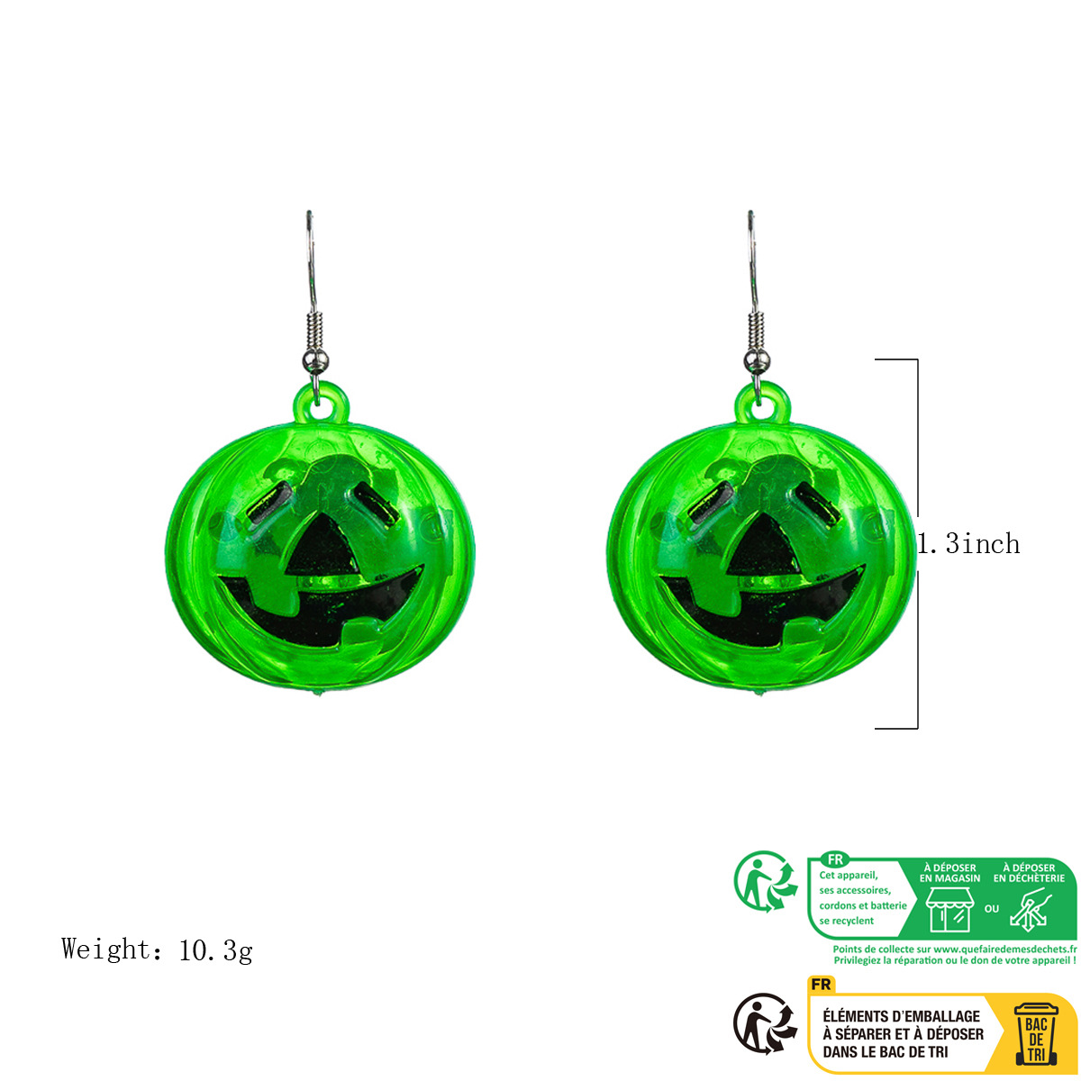 Halloween Pumpkin Lamp Ghost Festival Light-Emitting Earrings