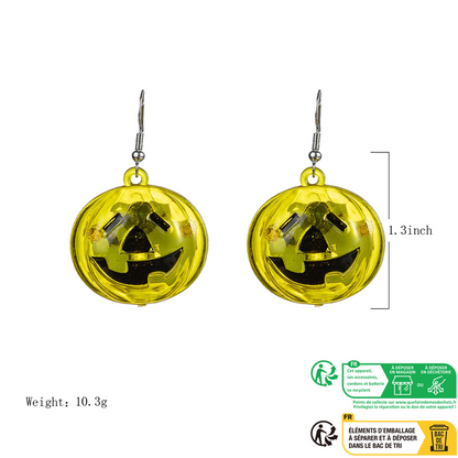 Halloween Pumpkin Lamp Ghost Festival Light-Emitting Earrings