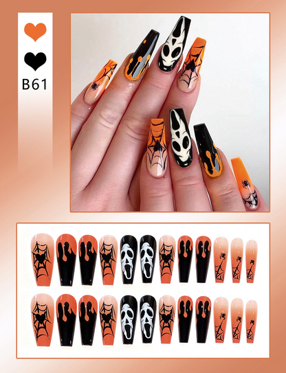 Ongles autocollants motif crâne fantôme d'Halloween