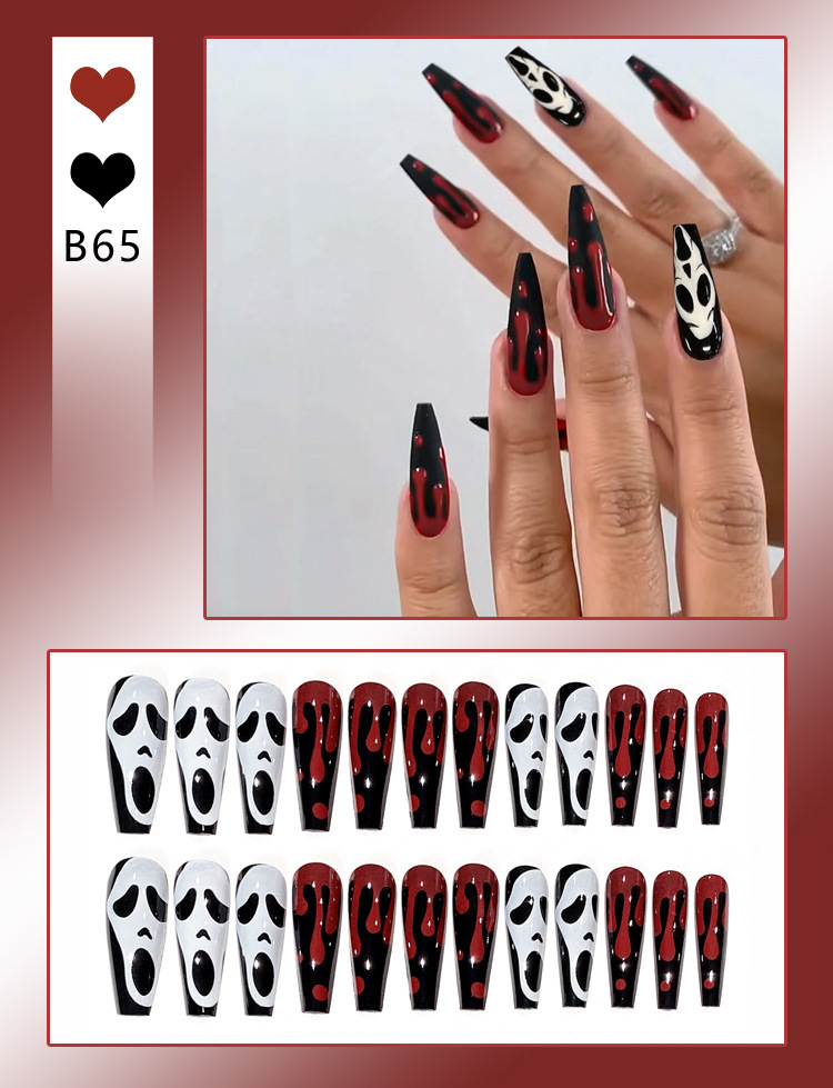 Ongles autocollants motif crâne fantôme d'Halloween