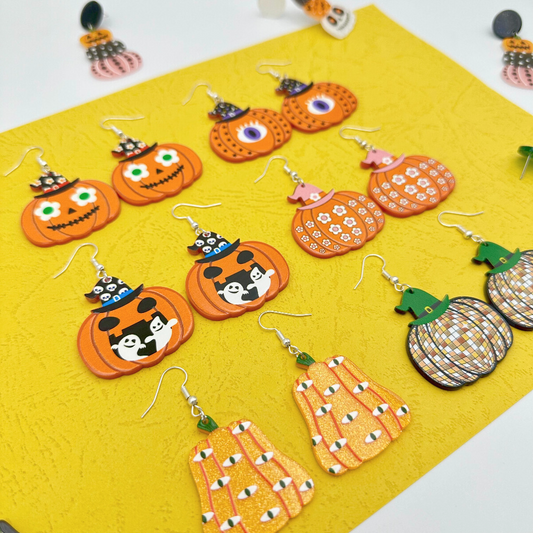 Halloween Ghost Pumpkin Eye Earrings