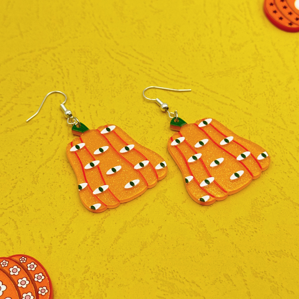 Boucles d'oreilles en forme d'œil de citrouille fantôme d'Halloween