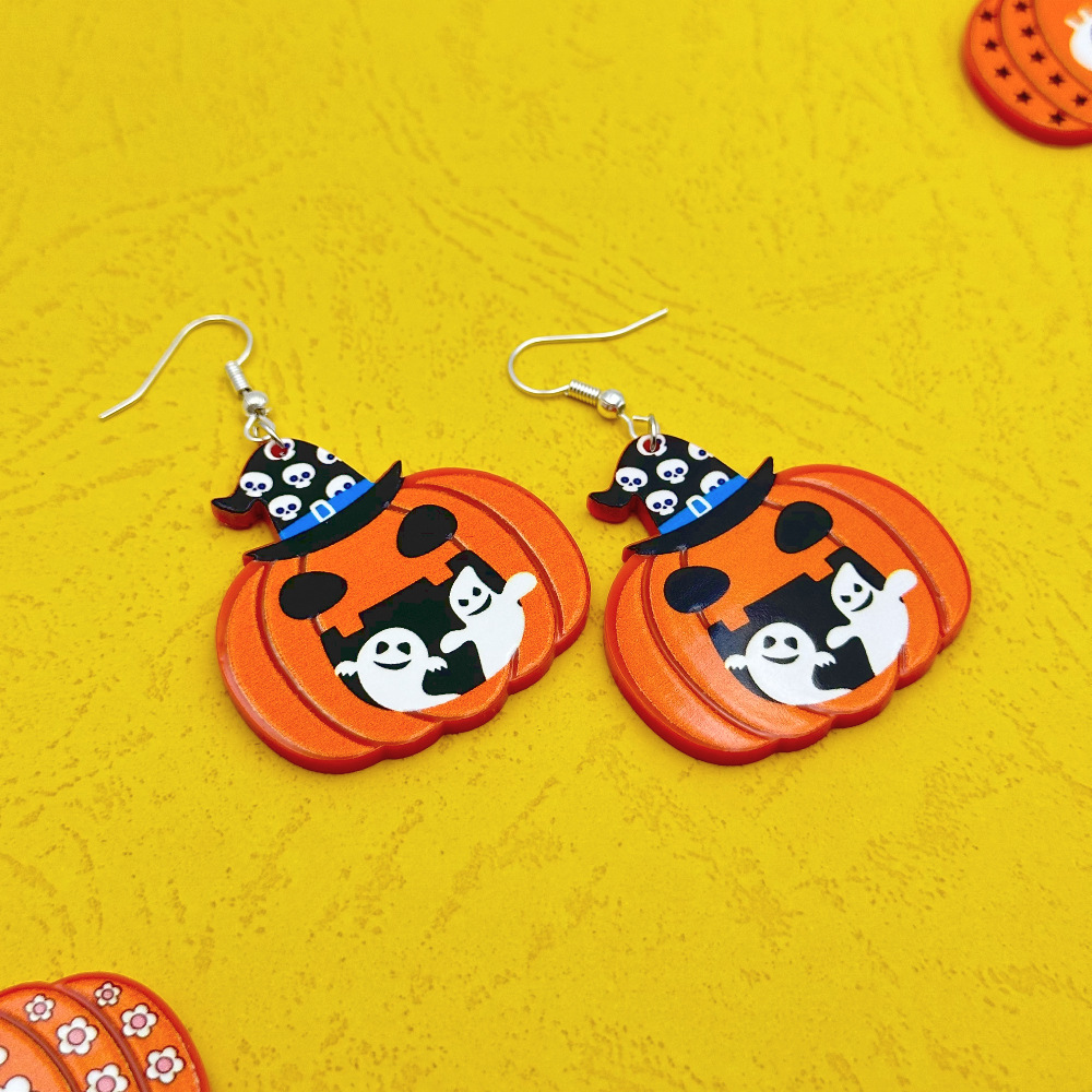 Halloween Ghost Pumpkin Eye Earrings