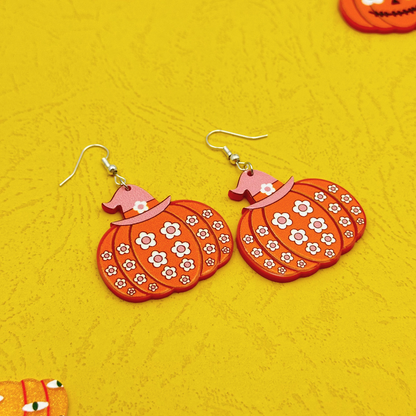 Boucles d'oreilles en forme d'œil de citrouille fantôme d'Halloween