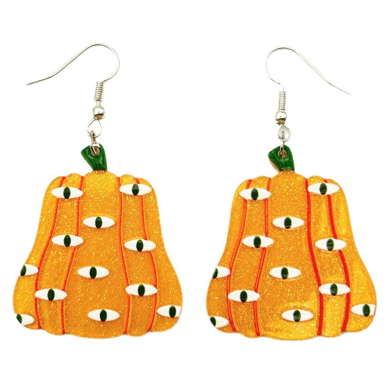 Boucles d'oreilles en forme d'œil de citrouille fantôme d'Halloween