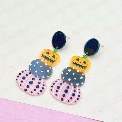 Halloween Ghost Pumpkin Eye Earrings