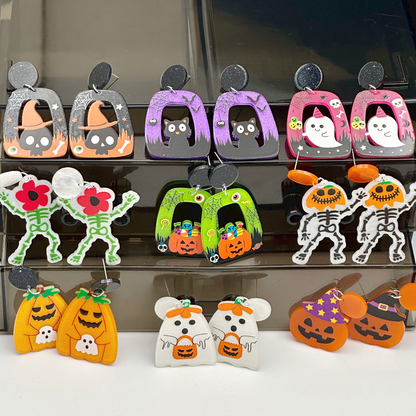 Boucles d'oreilles creuses en acrylique pour Halloween