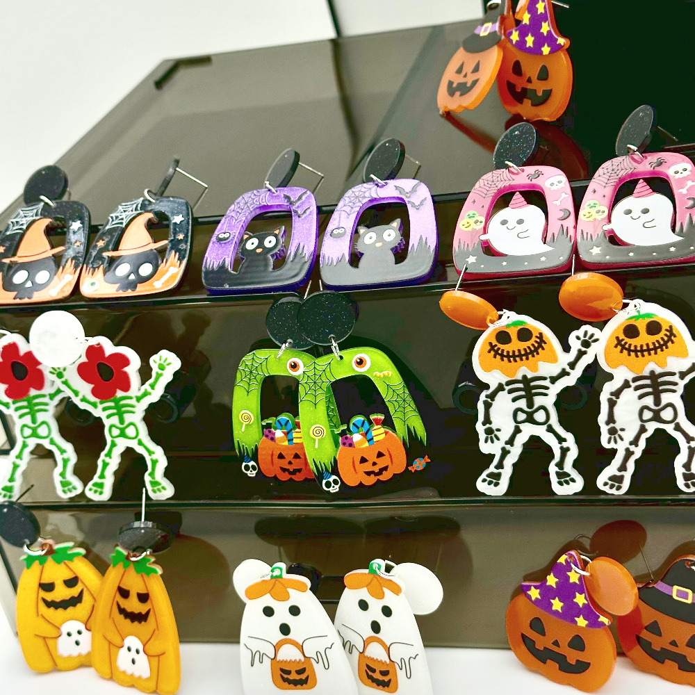 Boucles d'oreilles creuses en acrylique pour Halloween