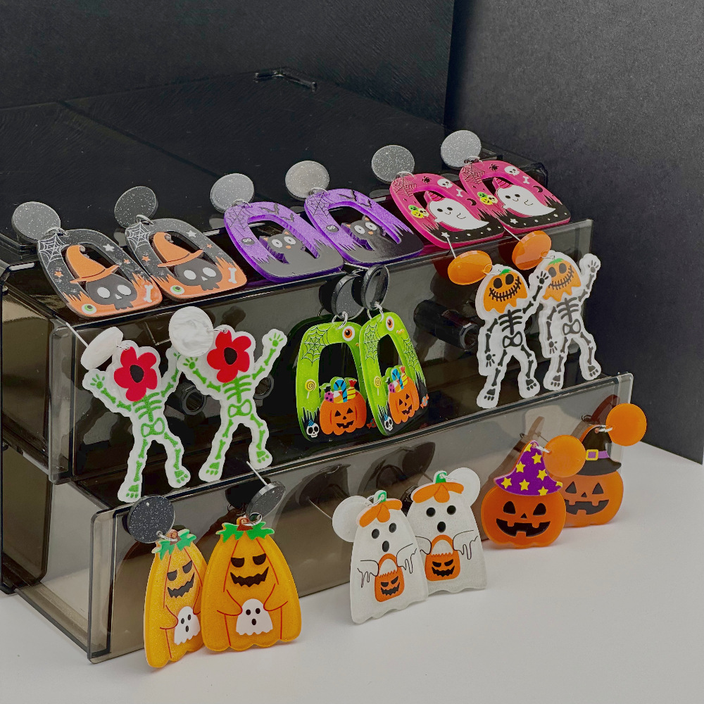 Boucles d'oreilles creuses en acrylique pour Halloween