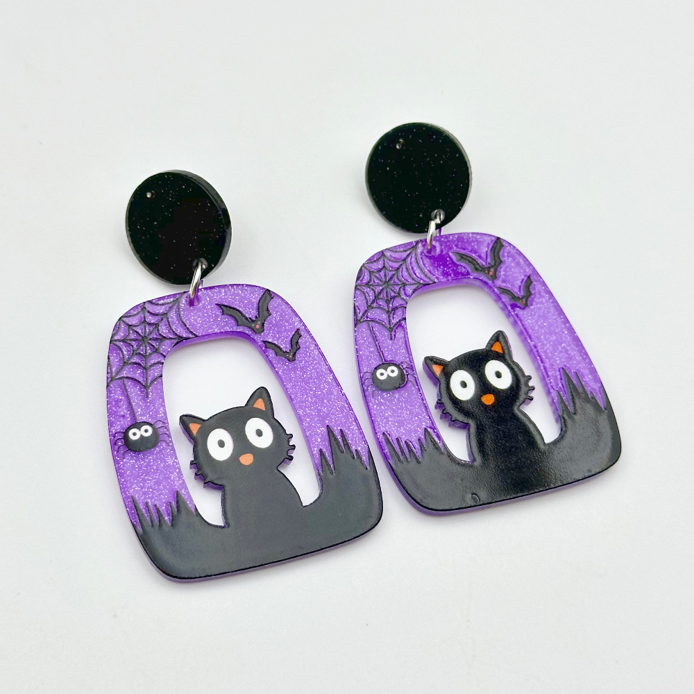 Boucles d'oreilles creuses en acrylique pour Halloween