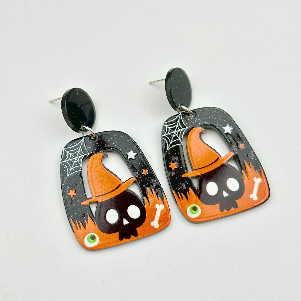 Boucles d'oreilles creuses en acrylique pour Halloween