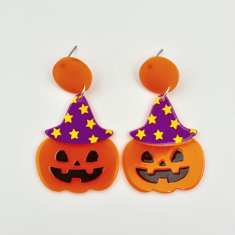 Boucles d'oreilles creuses en acrylique pour Halloween