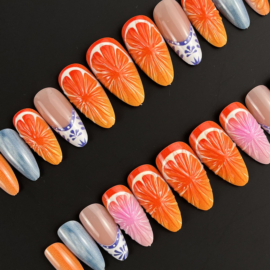 Stereo Grapefruit Press-on Nails