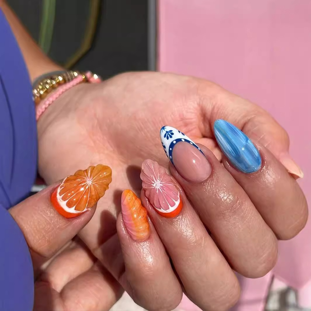 Stereo Grapefruit Press-on Nails