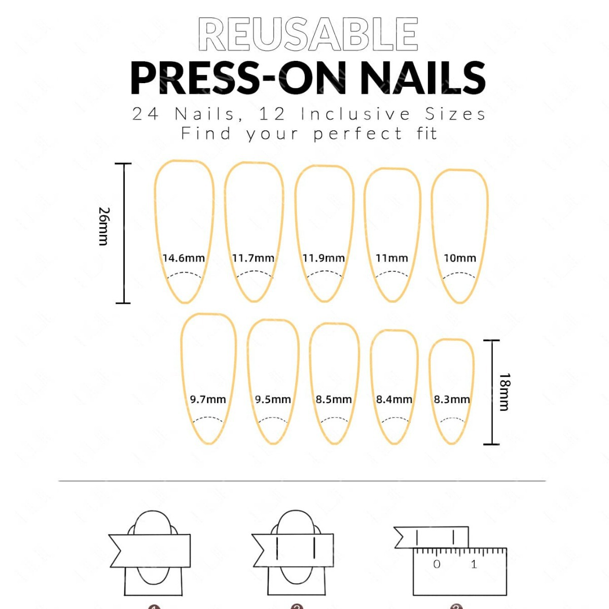 Blue Eye Gold Powder Line Press-on Nails