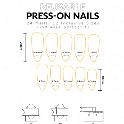 Blue Eye Gold Powder Line Press-on Nails