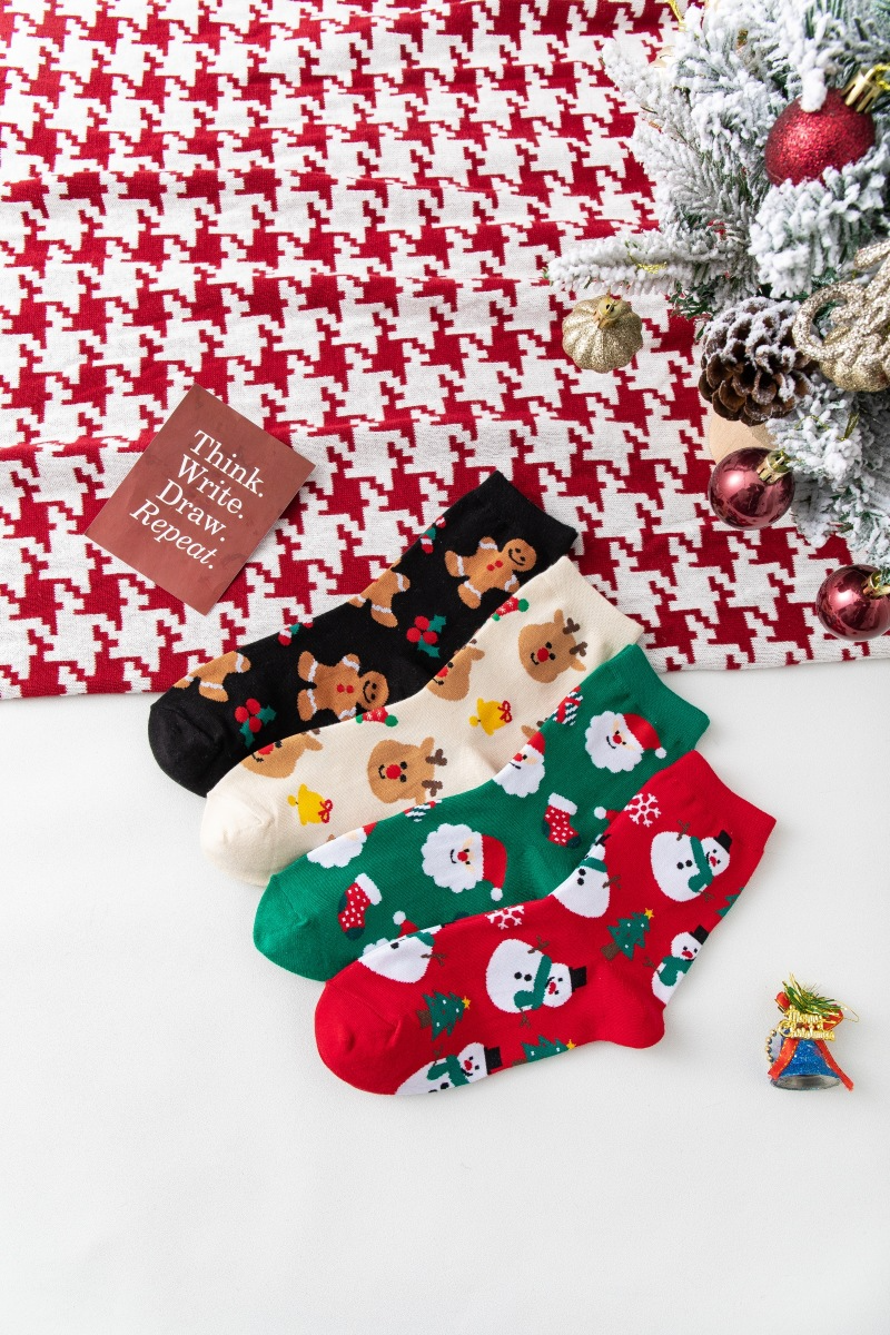 Weihnachten Davids Hirsch Schneemann Lebkuchenmann Weibliche Mittelrohr Socken