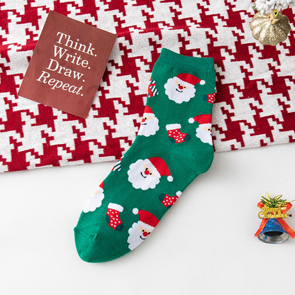 Chaussettes tube moyennes pour femme avec bonhomme de neige et cerf de David de Noël